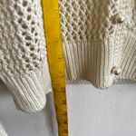 Vintage Open Knit Cardigan Cream Mesh Crochet Ribbon Trim 70s 80s Large Photo 5