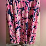 Lilly Pulitzer Pink and Blue Floral and Ruffle Midi dress navy blue hot pink Photo 7