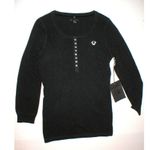 True Religion New Womens Designer Jeans Black Sweater Top NWT XS Henley Cashmere Photo 4