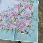NIB Lancel Paris Feminine Floral Cotton Scarf Pocket Square Handkerchief Blue Photo 1