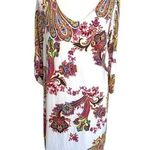 Pink Blush Maternity Paisley Shift Floral Dress Size Large 3/4 Roll Tab Sleeve Photo 1