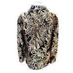 Chicos Size 2 Black Gold Silk Blend Floral Sheer Jacket Artwear Style City Style Brown Photo 3