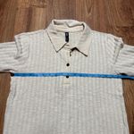 ZARA  Womens Semi Sheer Beige Cream Ribbed Short Sleeve Polo Shirt Size Large Photo 5