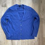 Lands' End Sweater Women's Size XLP Cardigan Sweater Blue Cablenknit V Photo 10