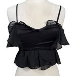 Boohoo Petite Black Ruffle Peplum Crop Top Size 4 NWT Photo 0