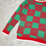 33 Degrees Plaid Pug Dog Puppy Bells Ugly Christmas Knit Sweater Red Green Size M Photo 8