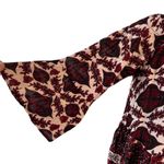 Hint of Blush Crop Top SZ LG Bare Shoulders 3/4 Bell Sleeve Black Red Boho Chic Photo 3