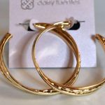 Daisy Fuentes NIP Daisy Fuentez Diva 2.5" Twisted Crossant Tube Hoop Post Gold Tone Earrings Photo 0