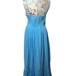 American Eagle Corset Tiered Maxi Dress sz Large Blue Smocked Milkmaid Boho Photo 12