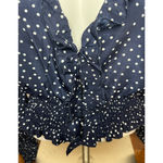 Princess Polly Top Womens Size 8 Blue Long Sleeve Ruffle Polka Dot Crop V-Neck Photo 7