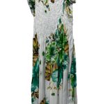 Women Floral Dress Small Cottagecore Tropical Smocked Midi Lightweight Vacation Green Photo 5