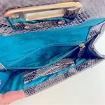 Cole Haan Snakeskin Silver Grey Leather Wristlet Clutch Photo 5