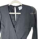 Donna Mizani Eliza Wrap Dress Size Small Mini Black Long Sleeve Ruffle Detail Photo 2