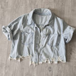 Light Blue Distressed Denim Jacket Nwot Ladies Jean Size L/XL Size L Photo 3