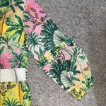 America & Beyond Endless Summer Tropical Floral Ruffle Shirt Dress Beaded Belt M Green Size M Photo 5