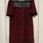 BCBGeneration Dress Womens Mixed Media Red Black Floral Lace Photo 5