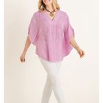 Chico's Chico’s size S/M linen blend dolman sleeve lace boho dusty rose top Photo 2
