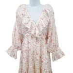 Anthropologie byTiMO Cotton Slub Midi Dress Floral Print Lace Button Down Cottagecore Small Photo 24