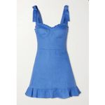 Reformation Desiree Check Ruffle Trim Mini Dress Photo 2