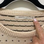 Ellison  Cream with Black Stitch Hearts Crew Neck Knit Sweater Small Photo 1