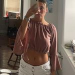 Reverse Satin Long Sleeve Crop Top  Photo 1