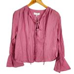 WAYF NWT Bell Sleeve Tie Front Pink Cotton Peasant Top Sz XS Castle Core Cosplay Photo 1