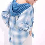 American Eagle AEO Blue Hooded‎ Cabin Flannel Button Down Shacket Photo 1