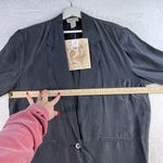 Vintage M Blazer Croquet Club 100% Silk Women Black Lined Shoulder Pads 1 Button Size M Photo 9