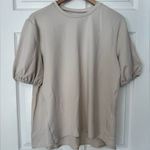 Nordstrom  rack Short Sleeve Blouse beige tan NWT w/ defect size M Photo 0