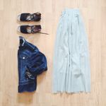 White House | Black Market Ruffled Denim Jacket | Size 00 Photo 4