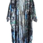 Winton + Waits Women Floral Bombay Blue Kimono Duster Open Front Boho OSFM Beach Size undefined Photo 0