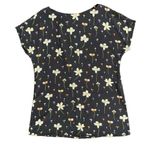 Liz Claiborne  100% Silk Black Floral Short Sleeve Blouse Size 16 Photo 0