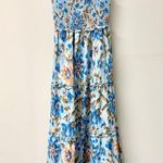 House of Harlow  1960 Zoey Floral Flutter Sleeve Smocked Tiered Maxi Dress Blue S Photo 3