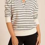 Maurice's Maurice’s Striped Henley Pullover cream black striped long sleeve top shirt S Photo 0