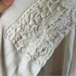 Knox Rose  Cream Boho Button Lace Sweatshirt Long Sleeve Medium Photo 6