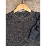 NWT Ann Taylor Womens Black Gold Ribbed Top With Bow Accent Size M Party Elegant Size M Photo 1