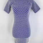 Topshop Geometric Knit Short Sleeve Bodycon Mini Dress Blue White Black Size 4 Photo 9