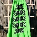 Green Cotton Embroidered Boho Halter Mini Dress Size M Size M Photo 0