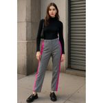 Jason Wu Womens Silk Pants Size 12 Gray Plaid Pink Side Stripe Office Siren Luxe Photo 1