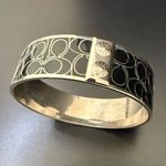 Coach  Signature C Black Enameled Silver-tone Bangle Bracelet 57.9g. Photo 5