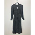Madewell  Tie Waist Midi Dress Dot Black Long Sleeve A Line Godet Small NWT Photo 6