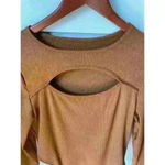 SheIn Brown Ribbed Cut Out High Rise Bodysuit, L Photo 2