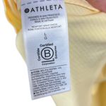 Athleta Newport Wrap Dress Yellow Pinstripe Short Sleeve Belted Midi Athletic L Photo 9
