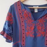 SUNDANCE "FABLE" BLUE/RED FOLKLORE EMBROIDERED TOP M Blue Size M Photo 1