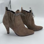 Spiegel Womens 6M Taupe Suede Pointed Toe Ankle Boots Heeled Gather Detail Retro Photo 8