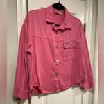 Pink City Size L Pink Bedazzled Pocket Long Sleeve Colorful Mixed Button Shirt Size L Photo 1