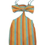 Princess Polly Alicia Mini dress Striped Orange and Blue Cutout Dress Photo 3