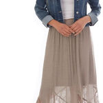 Apt. 9  Grey Sheer Gauze Lace Trim Pull On Skirt Size Large Photo 0