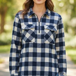 J.Crew Plaid Flannel Long Sleeve Quarter Zip Pullover Wool Blend Cozycore Sz S Photo 0