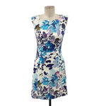 Reiss Juna Dress Floral Watercolor Printed White Purple Blue Size US 4 Photo 2